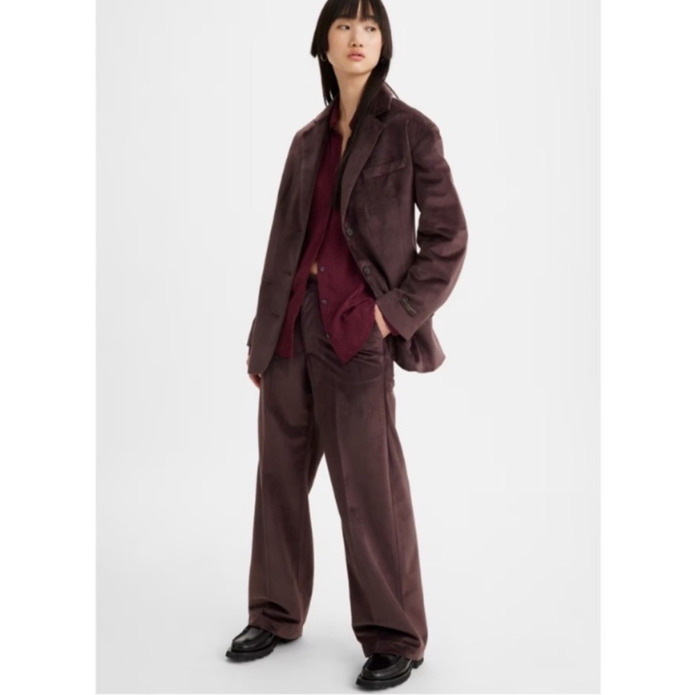NEW Levi’s Mid-Rise Brown Velvet Straight Leg Baggy Trousers Size 24